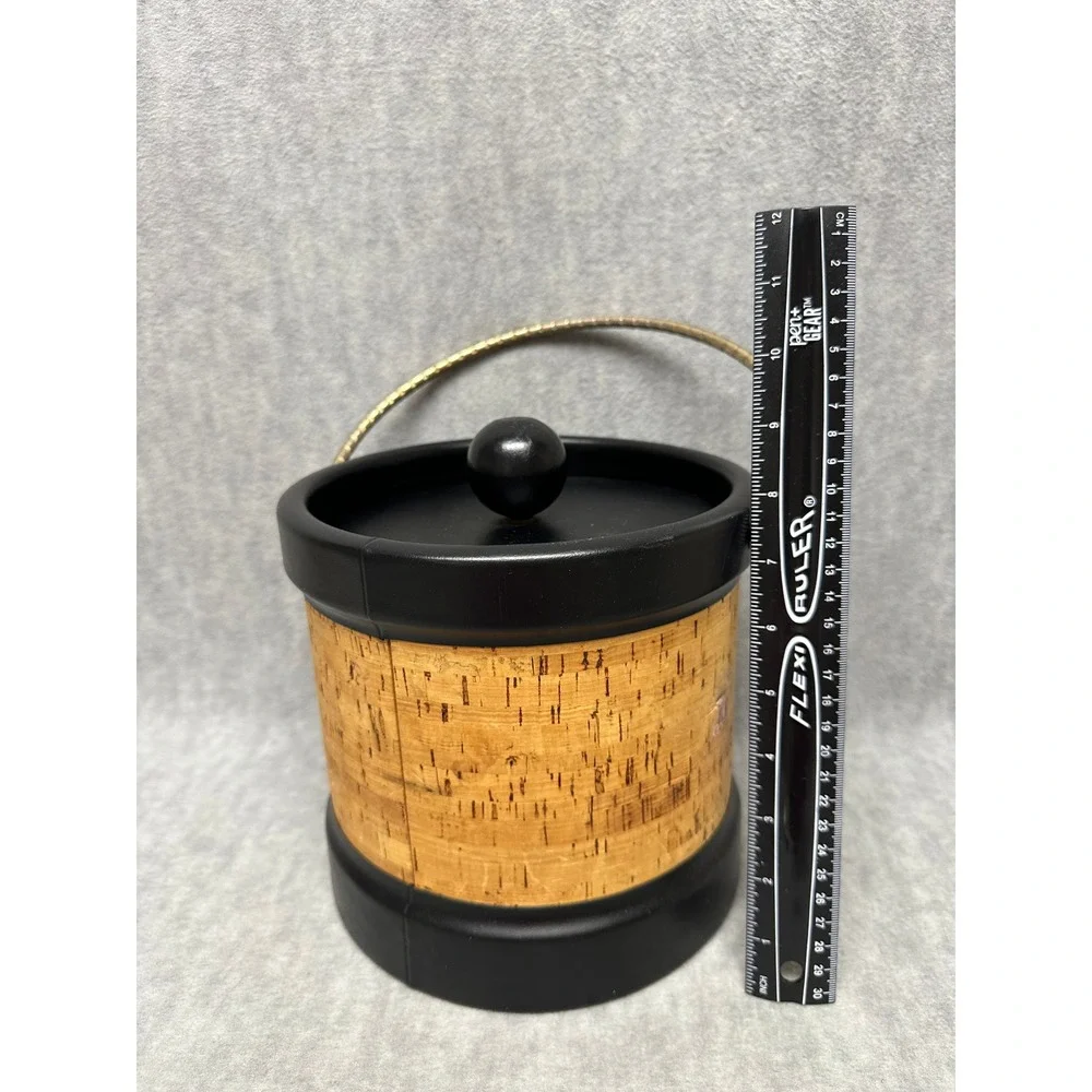 Vinage Kraftware Ice Bucket Medium Brown Cork‎ Mid Century Modern